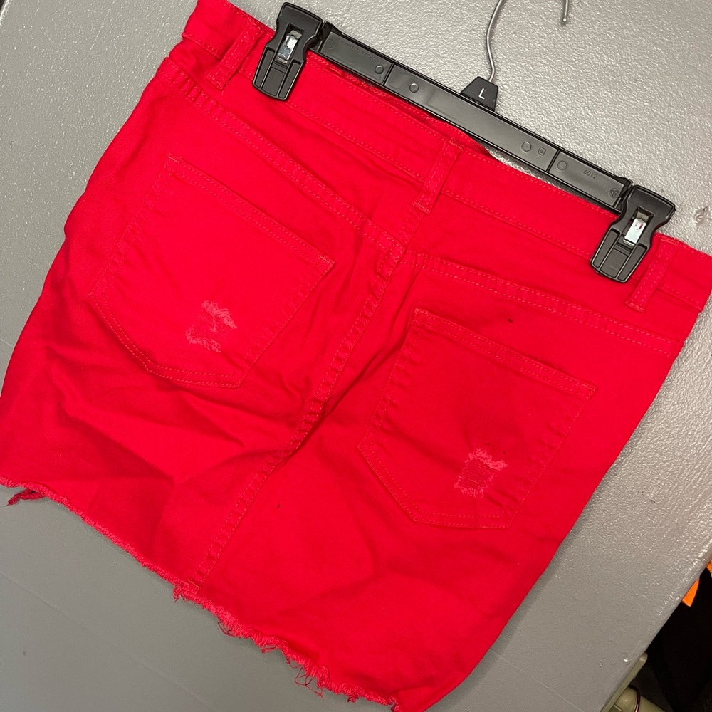 Red Denim Skirt